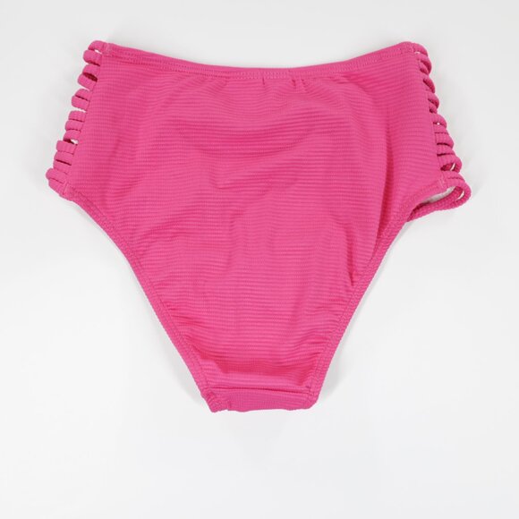 Decree Women High Rise Stretch Spaghetti Cords Cheeky Bikini Bottom Pink Size XS - Picture 2 of 4